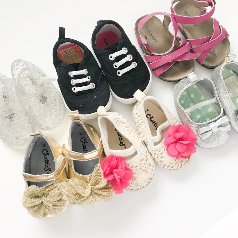 6 pair of shoes 3-6 month Bundle Lot